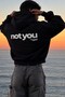 Unisex Oversize Hoodie Not You Again Printed Black – Hooded, Kangaroo Pocket, 3 Thread Ribs - 4