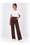 Women's Belt Detailed Wide Leg Fabric Trousers 27K12346