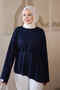 Navy Blue Asymmetrical Cut Tunic with Tie at the Waist