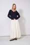 V-Neck Basic Thin Knitted Blouse Navy Blue - 2