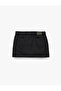 Cotton Regular Waist Pocketed Mini Denim Shorts Skirt - 2