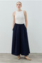 Premium wide leg crepe trousers navy blue
