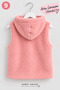 Girl's Pink Plush Hooded Zero Sleeve Vest with Zipper - 7