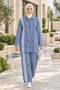 Women's Striped Detailed Buttoned Pocketed Light Blue Denim Two-Piece Set - 2