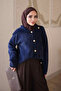 Navy Blue Buttoned Angora Soft Knit Cardigan - 4