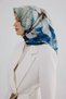 Sura Silk Scarf 53001 Petrol Blue Light Gray - 2