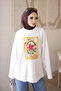 Ecru bicycle collar printed sweatshirt