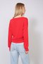 V-Neck Basic Thin Knitted Blouse Red - 4