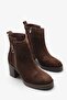 Tlose Women's Genuine Leather Heeled Boots - Brown Suede - 2