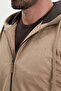Slim Fit Suede Body Knitwear Sleeves Hooded Zippered Men's Coat Beige - 39683.26K - 2