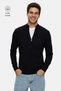 Brando Black Zippered Embroidered 100% Cotton Standard Fit Men's Knitwear Cardigan