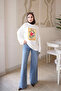 Ecru bicycle collar printed sweatshirt - 3
