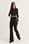 Women's Black High Waist Spanish Leg Fabric Pants 8062 60286548 - 5