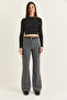 Women's Anthracite High Waist Spanish Leg Fabric Trousers 8062 60286548 - 4