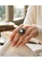 Bronze Women's Ring Authentic Copper Jewelry Green Red Zircon Stone Round Outline Victorian Adjustable - 2
