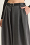 Women's Anthracite High Waist Pleated Belted Palazzo Fabric Skirt Trousers 1122 60286550 - 7
