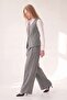 Herringbone Patterned Vest and Trousers Two-Piece Set Gray - 3