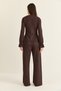 Women's Bitter Coffee Textured Square Neck Flounce Blouse Palazzo Trousers Set 607 60286545 - 7
