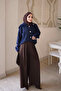 Navy Blue Buttoned Angora Soft Knit Cardigan - 3
