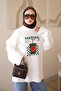 Ecru bicycle collar printed sweatshirt - 3