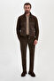 Ribbed Slim Fit High Collar Zippered Knitwear Men's Coat Brown - 39675.26K - 3