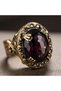 Bronze Women's Ring Authentic Copper Jewelry Lavina Oval Plum Zircon Stone Adjustable Vintage - 5