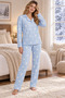 Women's Winter Long Sleeve Shirt Collar Buttoned Pajama Set - 2