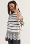 Women's Ecru-Black Lace Detailed Half Turtleneck Bat Sleeve Oversize Knitwear Blouse Tk261025 60286174 - 5
