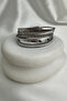 Silver Color Multi-Row Braided Bracelet with Shiny Stone Detail and Magnet (18cm) - 4
