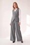 Herringbone Patterned Vest and Trousers Two-Piece Set Gray - 2