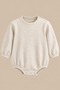 Unisex Baby Cotton Long Sleeve Bodysuit with Snap Fasteners on the Shoulder and Bottom, Beige