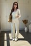 3-Piece Knitted Beige Crop Blouse Cardigan Set - 6