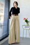 Premium Front Pleated Belted Poplin Palazzo - Green - 2
