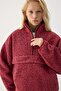Plush Sweatshirt with Front Pockets and Standing Collar - 3