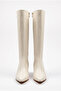 Women's Knee-Length Goblet Heeled Pointed Toe Zippered Long Boots - Mirella - White - 3