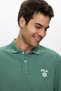 Maxwell sage green polo collar 100% cotton printed standard fit men's sweatshirt - 2