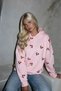 Women's Oversize Hoodie Cherry Pop Printed Pink – Hooded, Kangaroo Pocket, 3 Thread Raster Fleece - 4