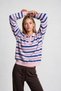 Polo Collar Striped Knitwear Sweater Lnt0045 Pink Blue - 4