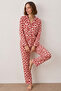 Women's Shirt Collar Long Sleeve Red Pajama Set - 5
