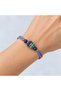 Blue Red Beaded Gold Detailed Ethnic Design Drawstring Women's Bracelet