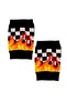 Flame Patterned Fingerless Arm Sleeves – Black and White Checkered Streetwear Wristband Gloves - 4