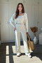 3-Piece Knitted Beige Crop Blouse Cardigan Set