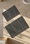 Lidya Anthracite Striped 2-Piece Mat Set (60X100+50X60) Non-Slip, Easy to Clean, Velvet Feel - 5