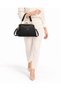 Women's Black Metal Clip Three-Compartment Long Strap Hand and Shoulder Bag - 6