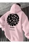 Unisex Pink Moon Galaxy Back Printed Hooded Sweatshirt Printed Premium Oversize T-Shirt