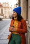 Women's Winter Knitwear Beanie Plain Knit Fold Detailed Soft Textured Beanie