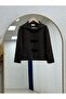 Minaşah Button Floral Embroidered Collared Knitwear Cardigan-Kr6029 Dark Brown - 2