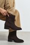 Aztek Bitter Brown Suede Leather Pointed Toe Block Heel Women's Boots - 7