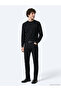 Black Plain Knit Wool Blended Sweater - 3