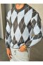 Baklava Patterned Soft Textured Knit Sweater - 2